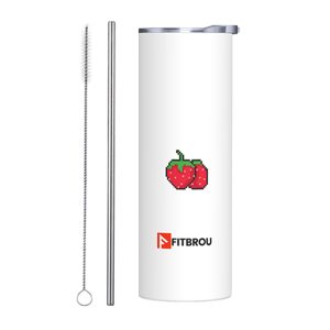 Pixel Fruit Theme 20oz Stainless Steel Tumbler - Strawberry