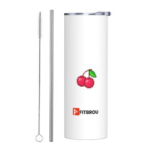 Pixel Fruit Theme 20oz Stainless Steel Tumbler - Two Cherries